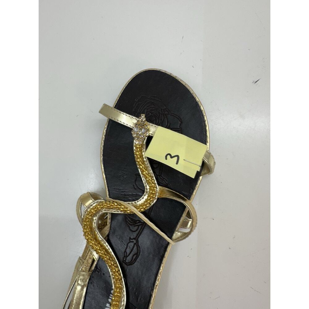 Blue Suede Shoes Womens Sandals Flats Size 6 (37) Gold Snake Wrapped - Picture 7 of 8